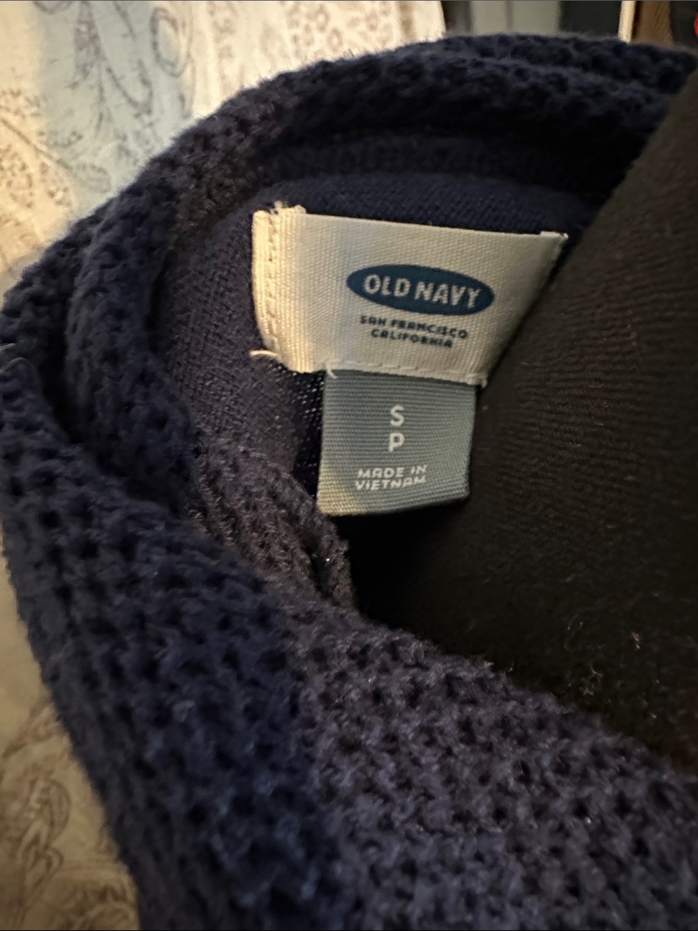 Old Navy Navy Shawl-Collar Open Front Cardigan with hand sewn embellishments - Picture 2 of 9